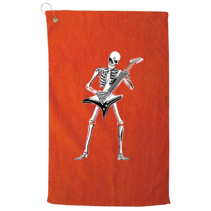 Funny Halloween Skeleton Guitarist Rock And Roll Band Guitar Gift Platinum Collection Golf Towel