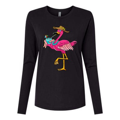 Flamingo Hawaiian Summer Tropical Luau Womens Cotton Relaxed Long Sleeve T-Shirt