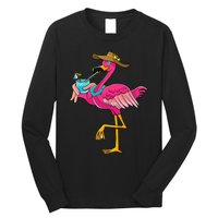 Flamingo Hawaiian Summer Tropical Luau Long Sleeve Shirt