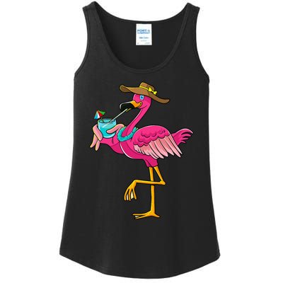 Flamingo Hawaiian Summer Tropical Luau Ladies Essential Tank