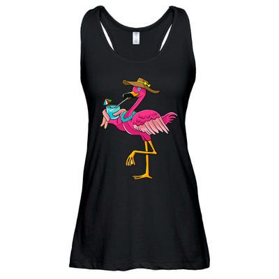 Flamingo Hawaiian Summer Tropical Luau Ladies Essential Flowy Tank