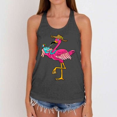 Flamingo Hawaiian Summer Tropical Luau Women's Knotted Racerback Tank