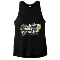 Funny Happy St Patrick's Day Pinch Me And I'll Punch You Ladies PosiCharge Tri-Blend Wicking Tank