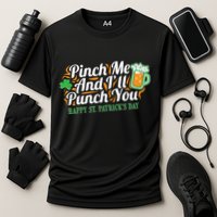Funny Happy St Patrick's Day Pinch Me And I'll Punch You Cooling Performance Crew T-Shirt