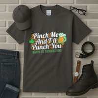 Funny Happy St Patrick's Day Pinch Me And I'll Punch You Tall T-Shirt