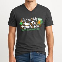 Funny Happy St Patrick's Day Pinch Me And I'll Punch You V-Neck T-Shirt