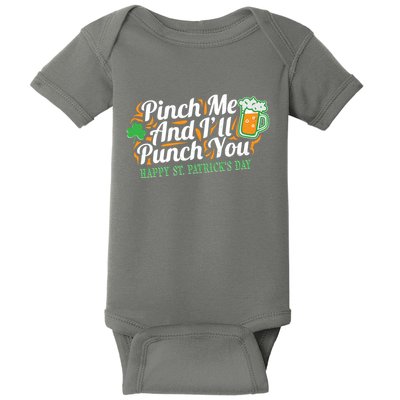 Funny Happy St Patrick's Day Pinch Me And I'll Punch You Baby Bodysuit