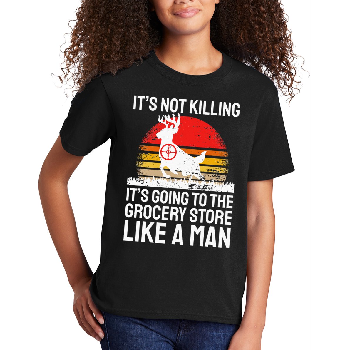 Funny Hunting Saying Deer Hunter I Grocery Store Kids T-Shirt