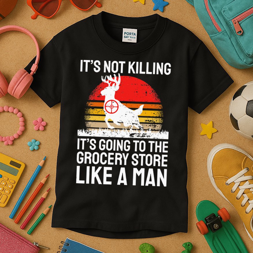 Funny Hunting Saying Deer Hunter I Grocery Store Kids T-Shirt