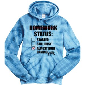 Funny Homework Status Still Busy Gaming Gamer Meme Tie Dye Hoodie