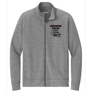 Funny Homework Status Still Busy Gaming Gamer Meme Stretch Full-Zip Cadet Jacket