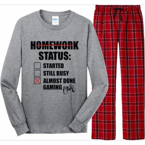 Funny Homework Status Still Busy Gaming Gamer Meme Long Sleeve Pajama Set