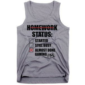 Funny Homework Status Still Busy Gaming Gamer Meme Tank Top