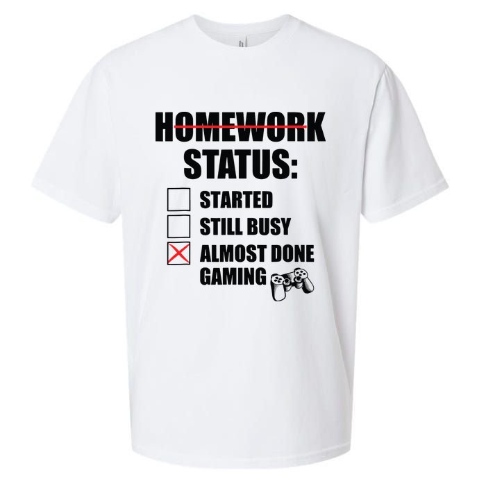 Funny Homework Status Still Busy Gaming Gamer Meme Sueded Cloud Jersey T-Shirt