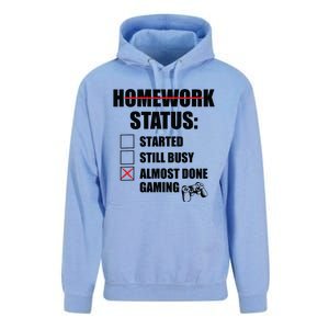 Funny Homework Status Still Busy Gaming Gamer Meme Unisex Surf Hoodie