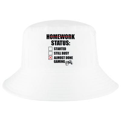 Funny Homework Status Still Busy Gaming Gamer Meme Cool Comfort Performance Bucket Hat