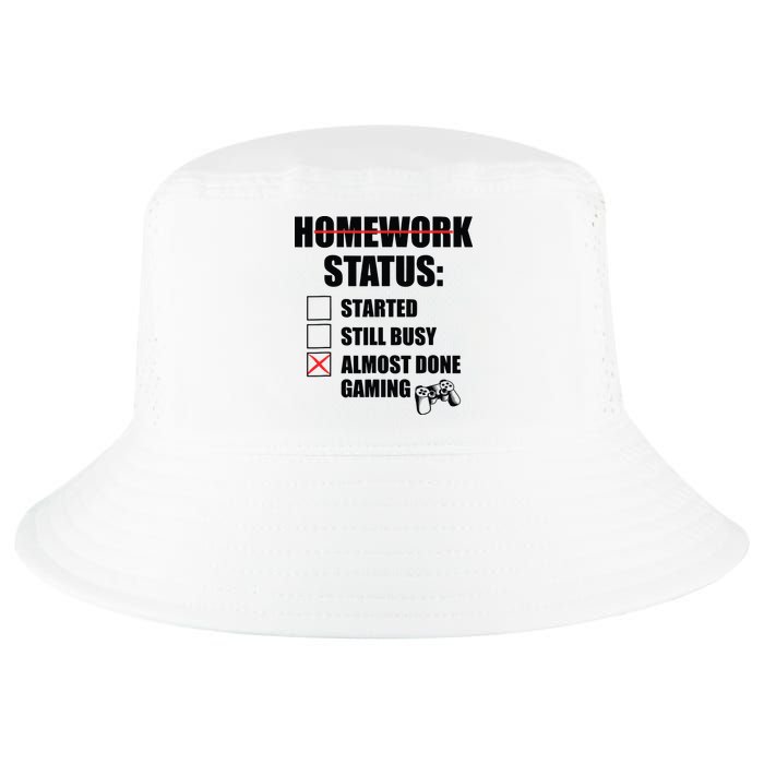 Funny Homework Status Still Busy Gaming Gamer Meme Cool Comfort Performance Bucket Hat