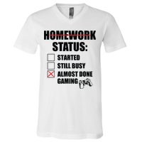 Funny Homework Status Still Busy Gaming Gamer Meme V-Neck T-Shirt