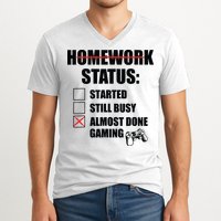 Funny Homework Status Still Busy Gaming Gamer Meme V-Neck T-Shirt
