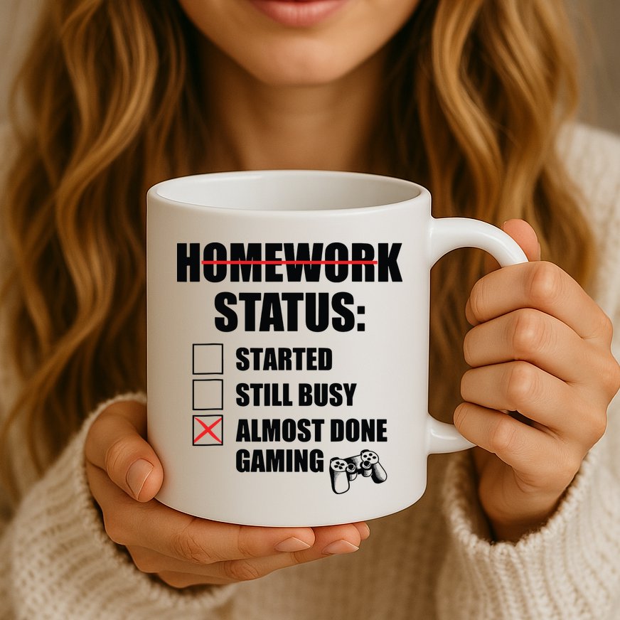 Funny Homework Status Still Busy Gaming Gamer Meme Mug