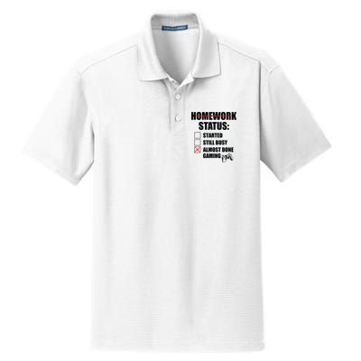 Funny Homework Status Still Busy Gaming Gamer Meme Dry Zone Grid Polo