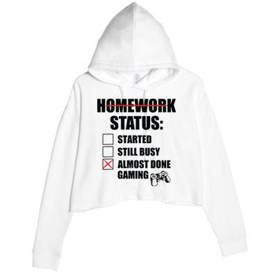 Funny Homework Status Still Busy Gaming Gamer Meme Crop Fleece Hoodie
