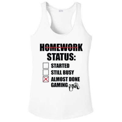 Funny Homework Status Still Busy Gaming Gamer Meme Ladies PosiCharge Competitor Racerback Tank