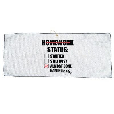 Funny Homework Status Still Busy Gaming Gamer Meme Large Microfiber Waffle Golf Towel