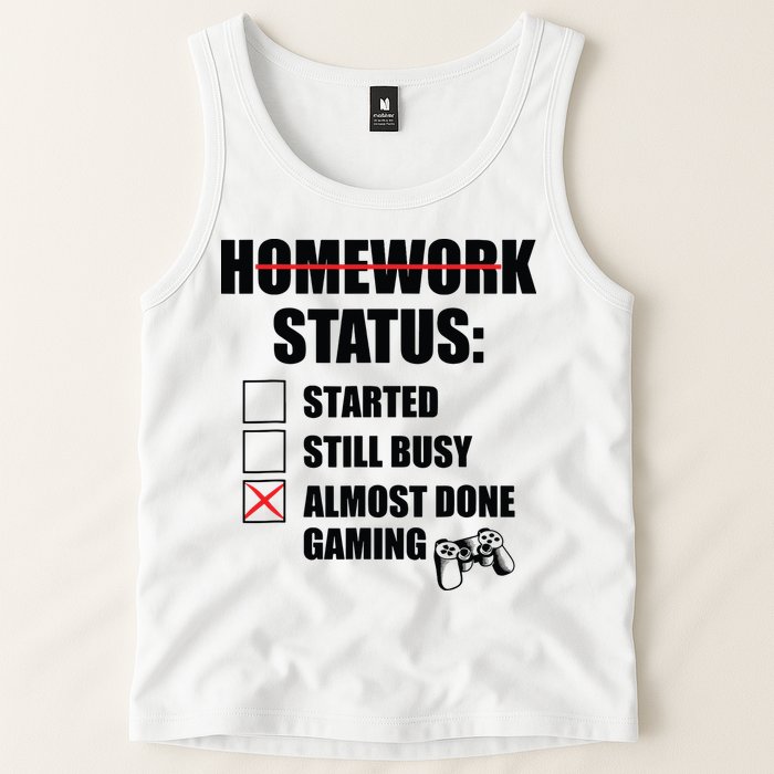 Funny Homework Status Still Busy Gaming Gamer Meme Tank Top
