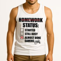 Funny Homework Status Still Busy Gaming Gamer Meme Tank Top