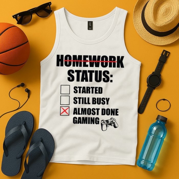 Funny Homework Status Still Busy Gaming Gamer Meme Tank Top