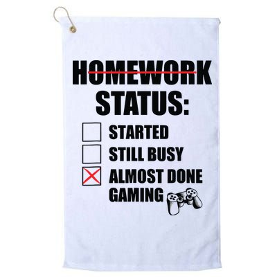 Funny Homework Status Still Busy Gaming Gamer Meme Golf Towel