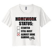 Funny Homework Status Still Busy Gaming Gamer Meme Crop Top