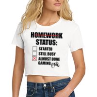 Funny Homework Status Still Busy Gaming Gamer Meme Crop Top
