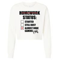 Funny Homework Status Still Busy Gaming Gamer Meme Cropped Pullover Crew