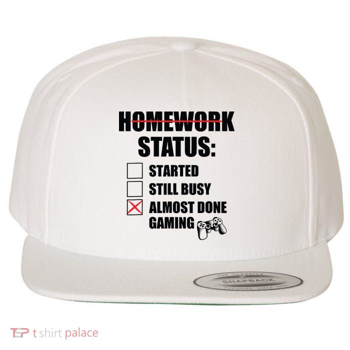 Funny Homework Status Still Busy Gaming Gamer Meme Wool Snapback Cap