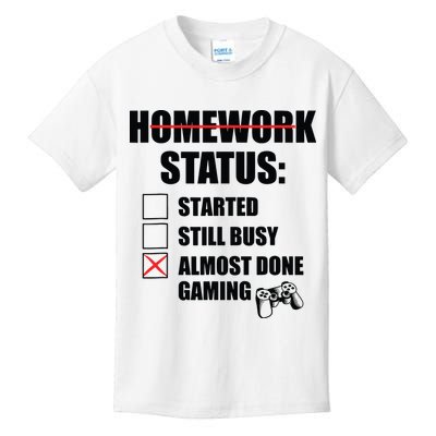 Funny Homework Status Still Busy Gaming Gamer Meme Kids T-Shirt