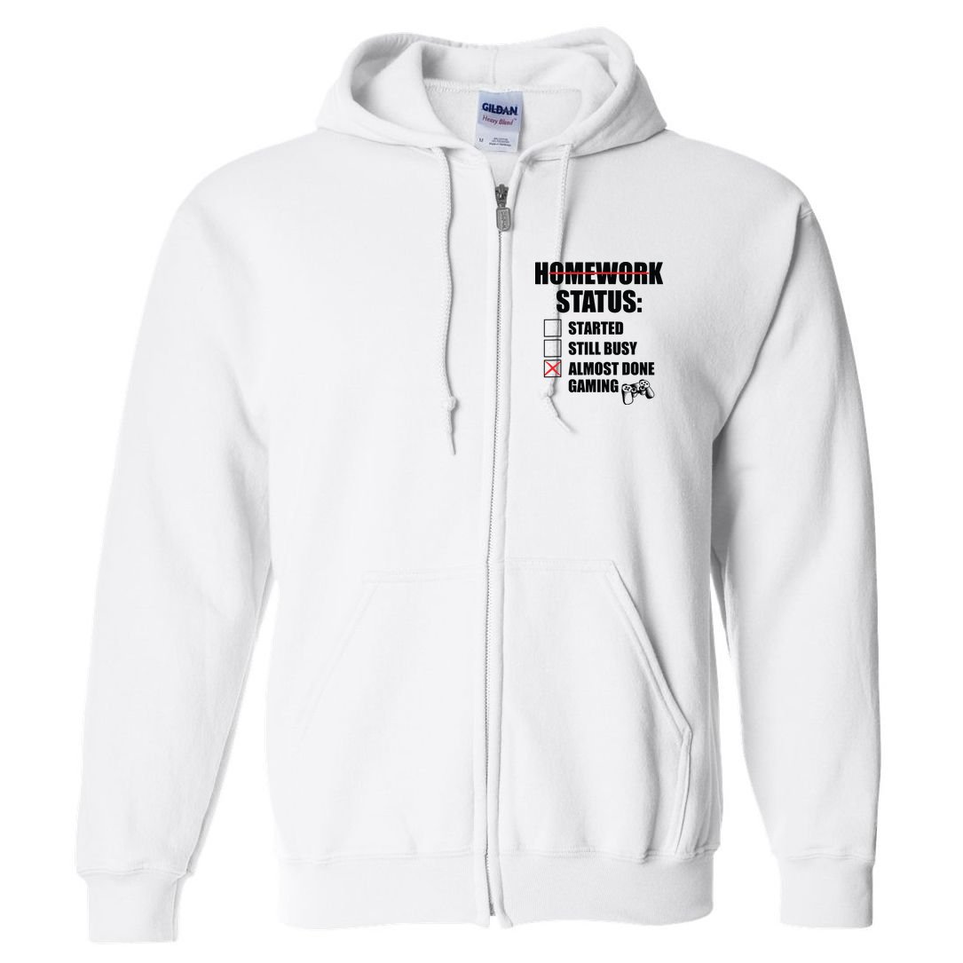 Funny Homework Status Still Busy Gaming Gamer Meme Full Zip Hoodie