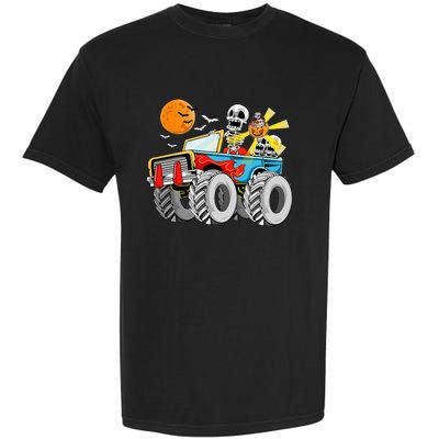 Funny Halloween Skeleton Monster Truck Garment-Dyed Heavyweight T-Shirt