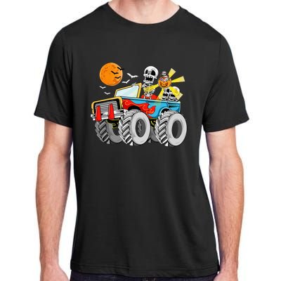 Funny Halloween Skeleton Monster Truck Adult ChromaSoft Performance T-Shirt