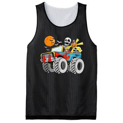 Funny Halloween Skeleton Monster Truck Mesh Reversible Basketball Jersey Tank