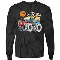 Funny Halloween Skeleton Monster Truck Tie-Dye Long Sleeve Shirt