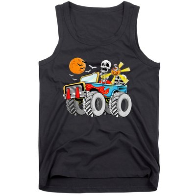 Funny Halloween Skeleton Monster Truck Tank Top