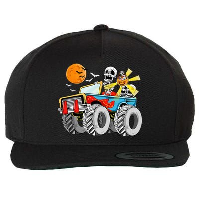 Funny Halloween Skeleton Monster Truck Wool Snapback Cap