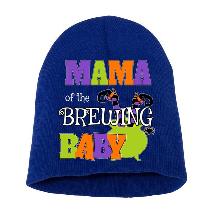 Funny Halloween Shower Spooky Mama Of Brewing Cute Gift Short Acrylic Beanie