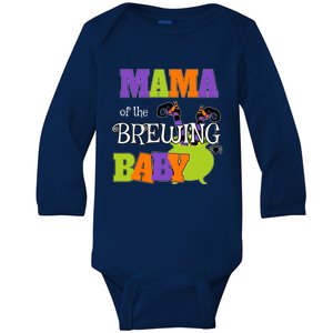 Funny Halloween Shower Spooky Mama Of Brewing Cute Gift Baby Long Sleeve Bodysuit