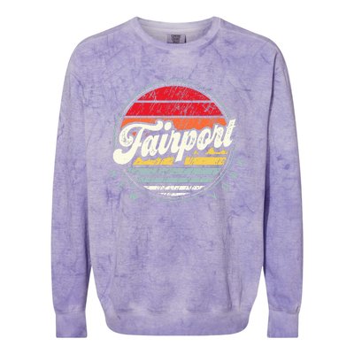 Fairport Home State Cool 70s Style Sunset Colorblast Crewneck Sweatshirt