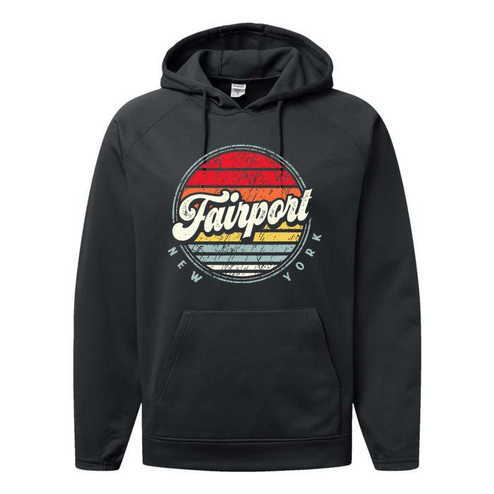 Fairport Home State Cool 70s Style Sunset Performance Fleece Hoodie