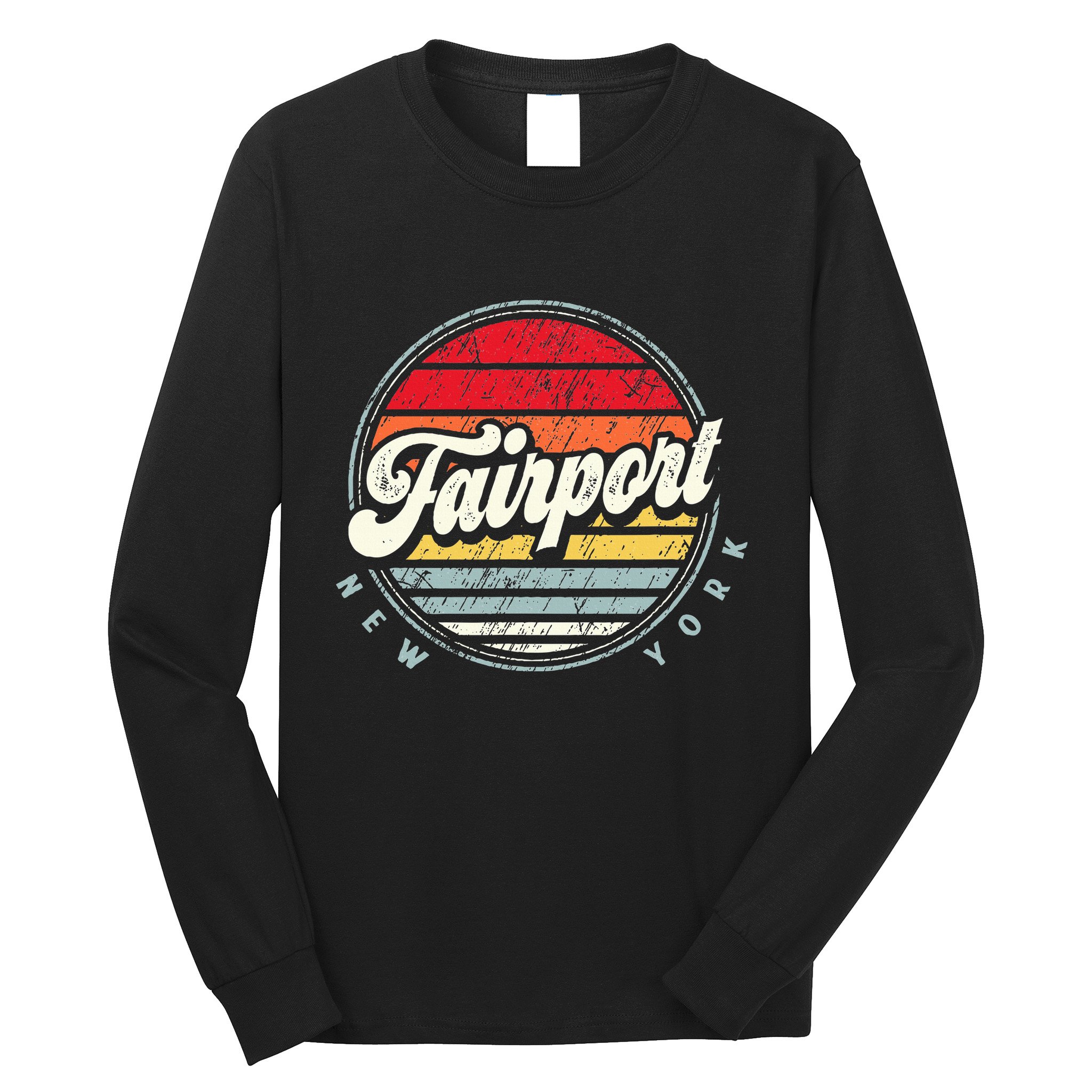 Fairport Home State Cool 70s Style Sunset Long Sleeve Shirt