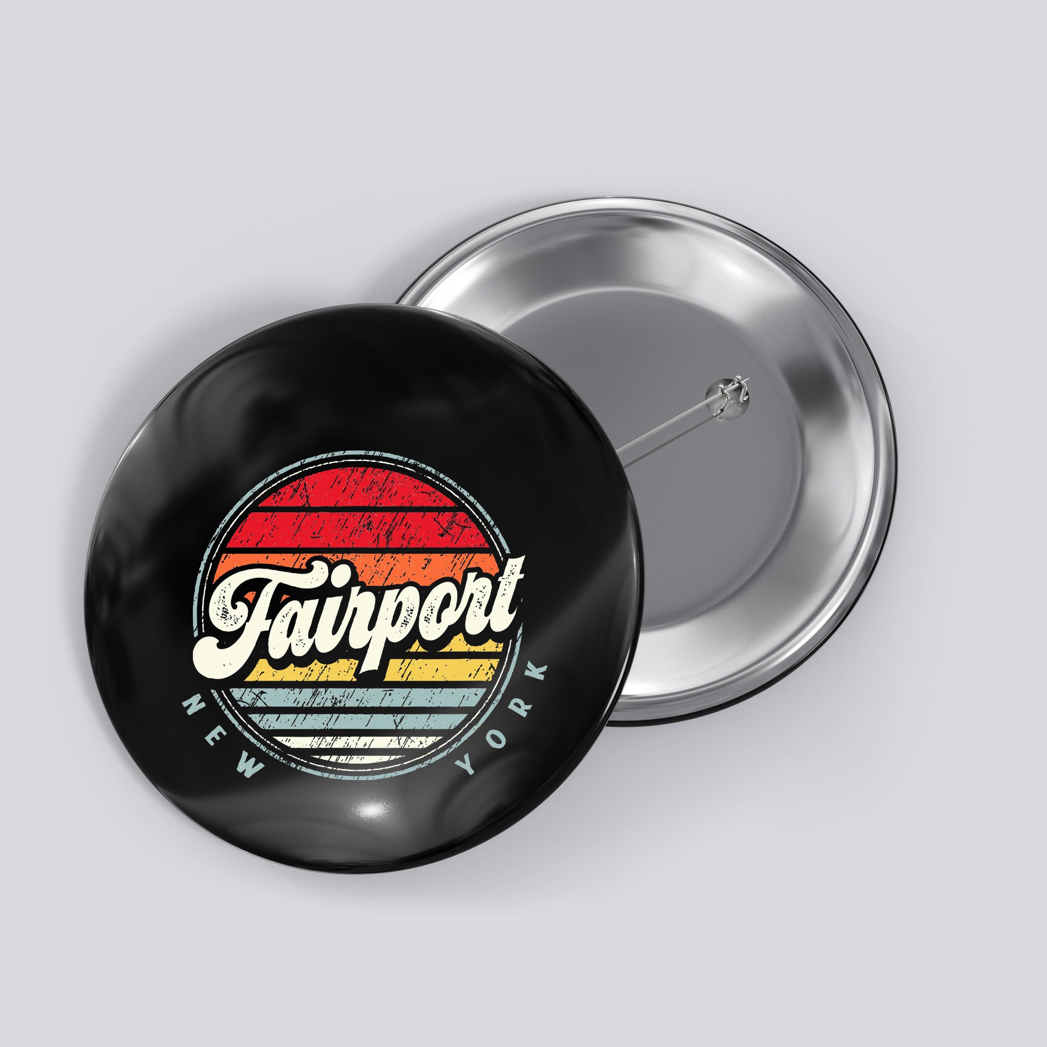 Fairport Home State Cool 70s Style Sunset Button